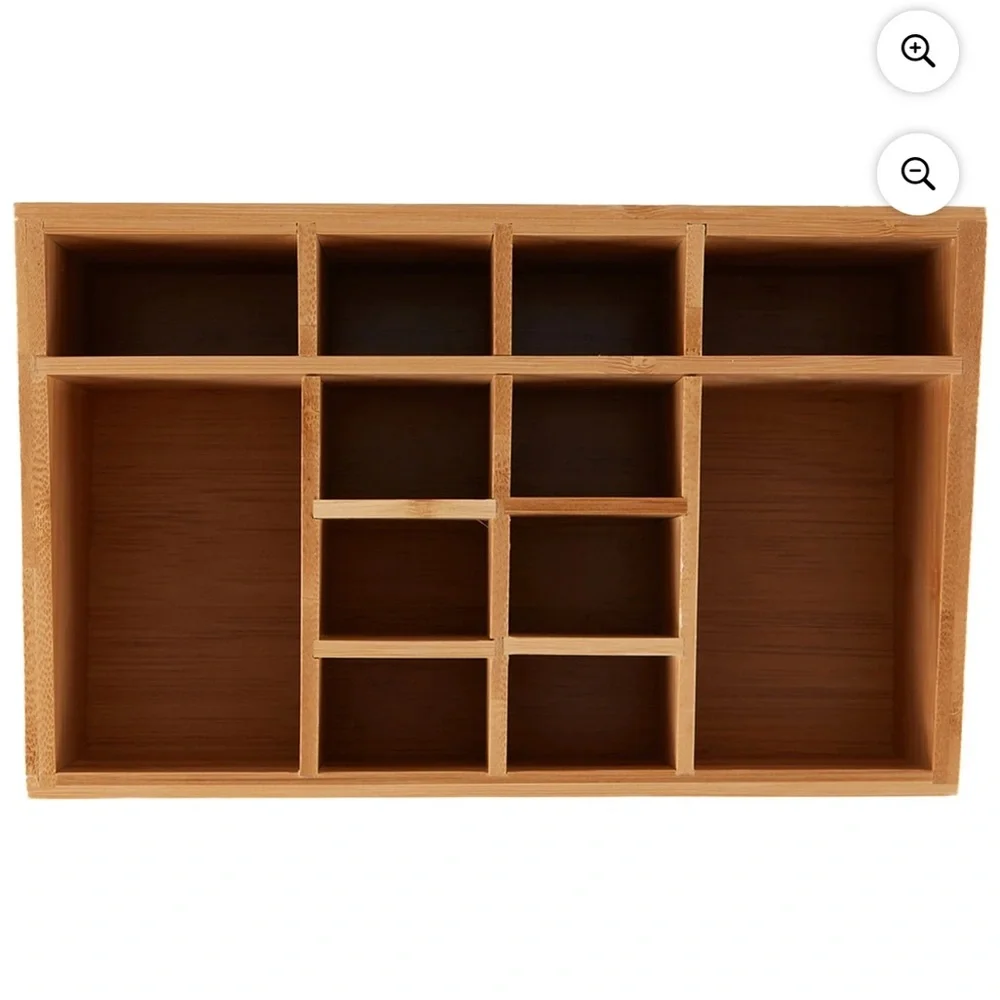 12 Compartment Bamboo Bath Storage Tray - Brown